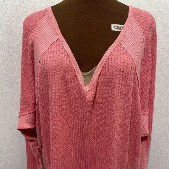 Free People We The Free Womens Santa Clara Thermal V Neck Top Size Medium - Picture 2 of 9